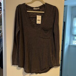 Free People Charcoal Long Sleeve Tee